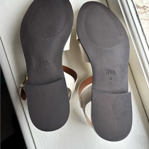 Zara Women's Cream Leather Fisherman Sandals - Picture 3 of 6